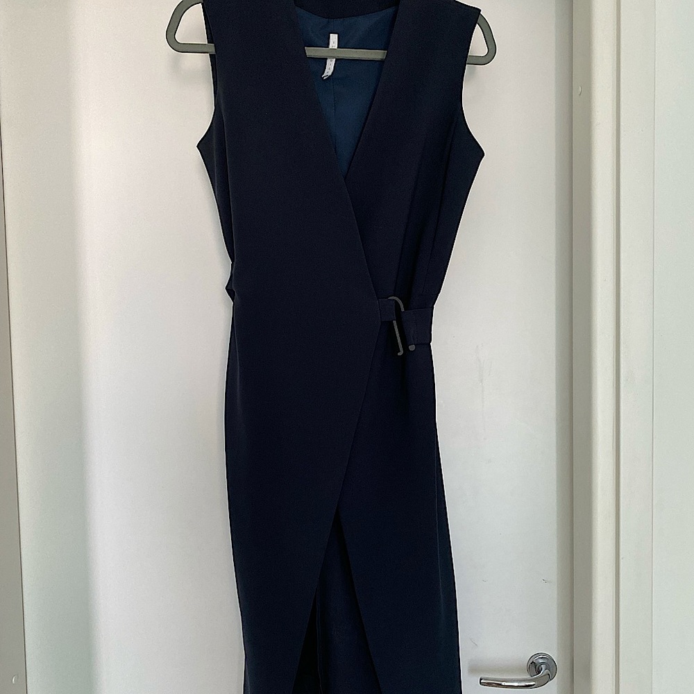 Navy blue classic dress. Size S